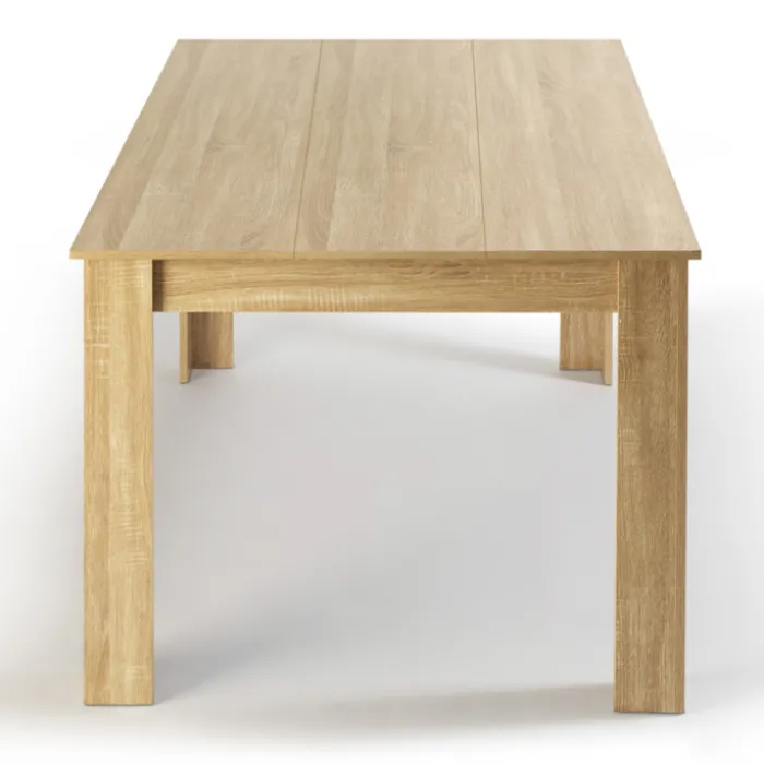 Table de salle à manger en bois imitation hêtre 6 personnes