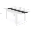 Table de salle à manger extensible blanche et grise 6-10 personnes
