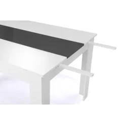 Table de salle à manger extensible blanche et grise 6-10 personnes