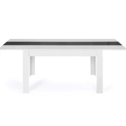 Table de salle à manger extensible blanche et grise 6-10 personnes