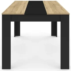 Table de salle à manger noire et imitation hêtre 8 personnes
