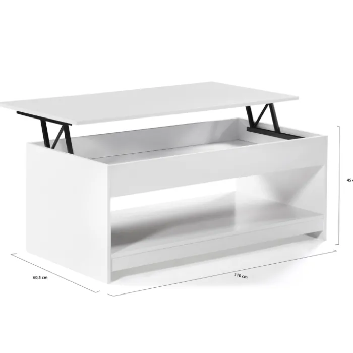 Table de salon blanche avec plateau relevable