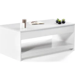 Table de salon blanche avec plateau relevable