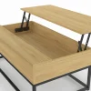 Table de salon industrielle avec plateau relevable