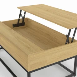 Table de salon industrielle avec plateau relevable