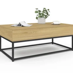 Table de salon industrielle avec plateau relevable