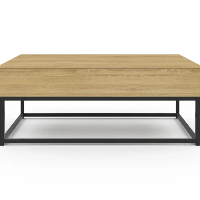 Table de salon industrielle avec plateau relevable