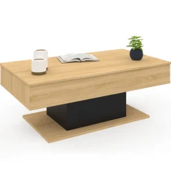 Table de salon relevable bois et noir