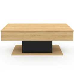 Table de salon relevable bois et noir