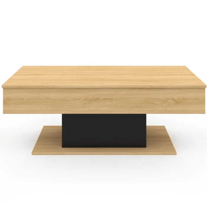 Table de salon relevable bois et noir