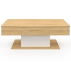 Table de salon relevable bois et blanc