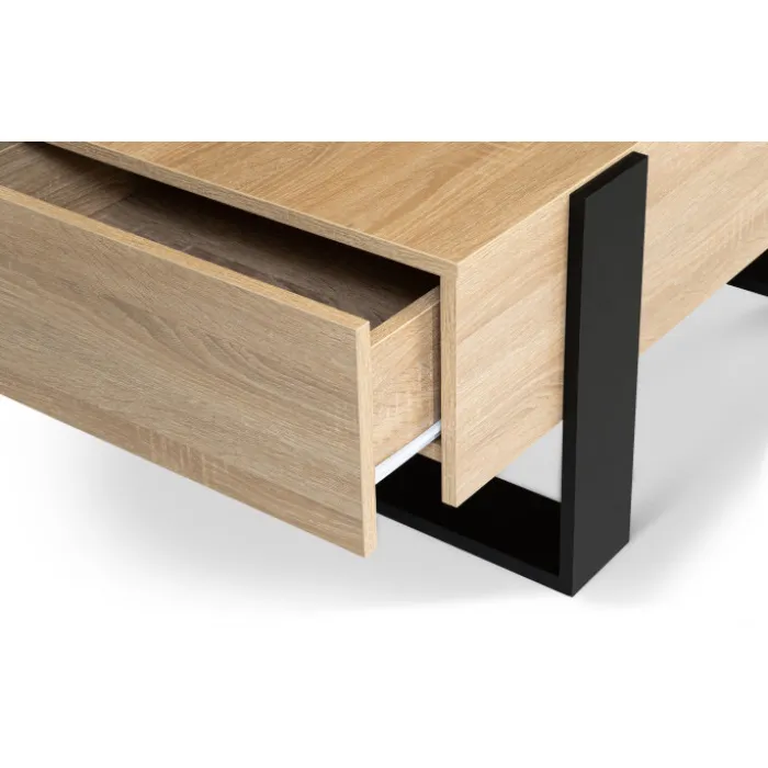Table de salon style industriel avec tiroirs