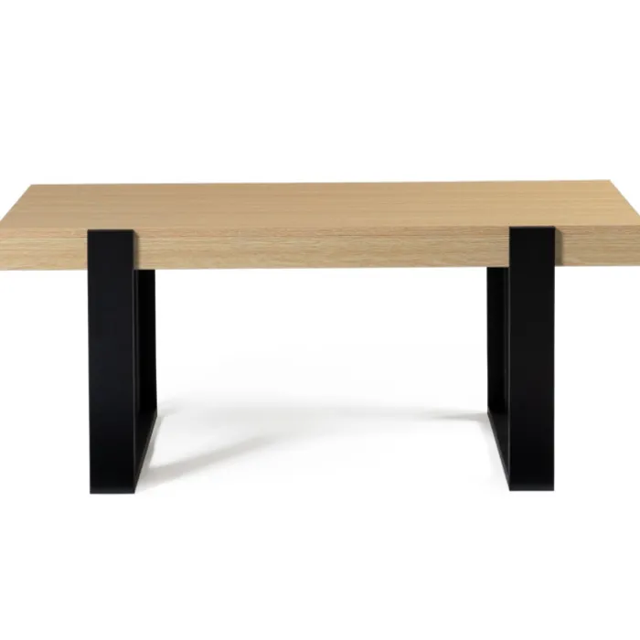 Table de salon style industriel bois et noir