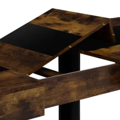 Table extensible 4 à 8 personnes bois effet vieilli et noir