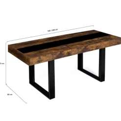 Table extensible 4 à 8 personnes bois effet vieilli et noir