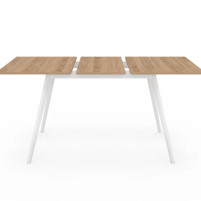 Table extensible scandinave bois et pieds blancs
