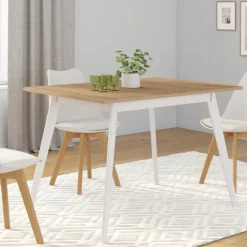 Table extensible scandinave bois et pieds blancs