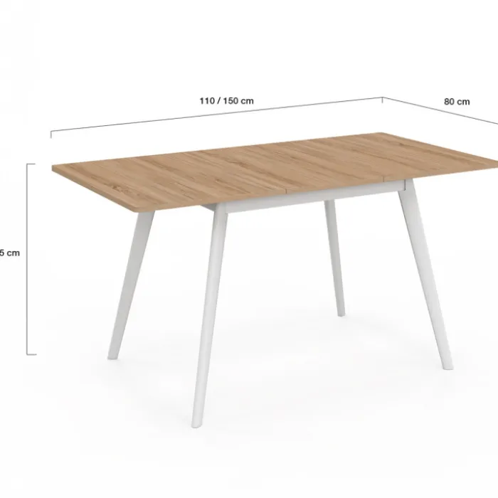 Table extensible scandinave bois et pieds blancs