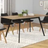 Table extensible scandinave plateau bois pieds noirs 110-150 cm