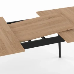 Table extensible scandinave plateau bois pieds noirs 110-150 cm