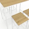 Table haute avec 4 tabourets métal blanc et bois style industriel