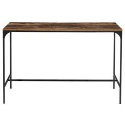 Table haute avec 6 tabourets bois effet vieilli