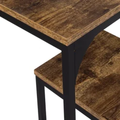 Table haute avec 6 tabourets bois effet vieilli