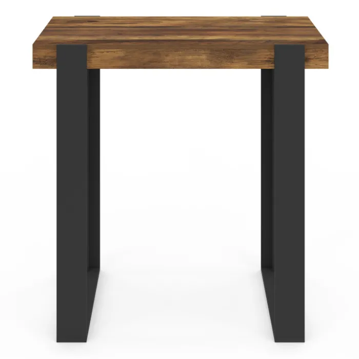 Table haute de bar bois foncé effet vieilli et noir 90 cm