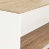 Table haute îlot de cuisine blanche et bois