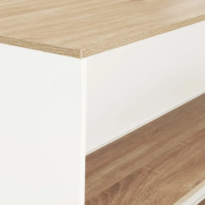 Table haute îlot de cuisine blanche et bois