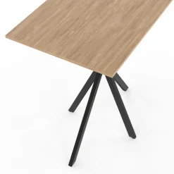 Table haute mange debout recangulaire bois et métal noir pied araignée 100 cm