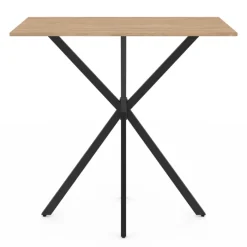 Table haute mange debout recangulaire bois et métal noir pied araignée 100 cm