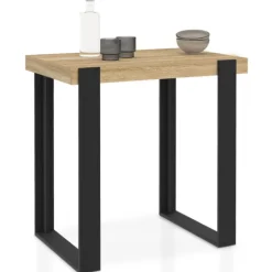 Table haute mange debout noir et bois 90 cm