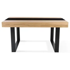Table industrielle bois et noire 6 personnes 160 cm