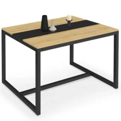 Table industrielle bois et métal 6 personnes 120 cm