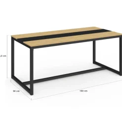 Table industrielle bois et métal 8 personnes 180 cm