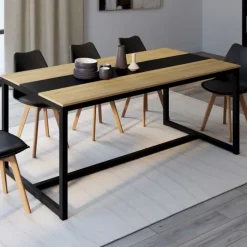 Table industrielle bois et métal 8 personnes 180 cm