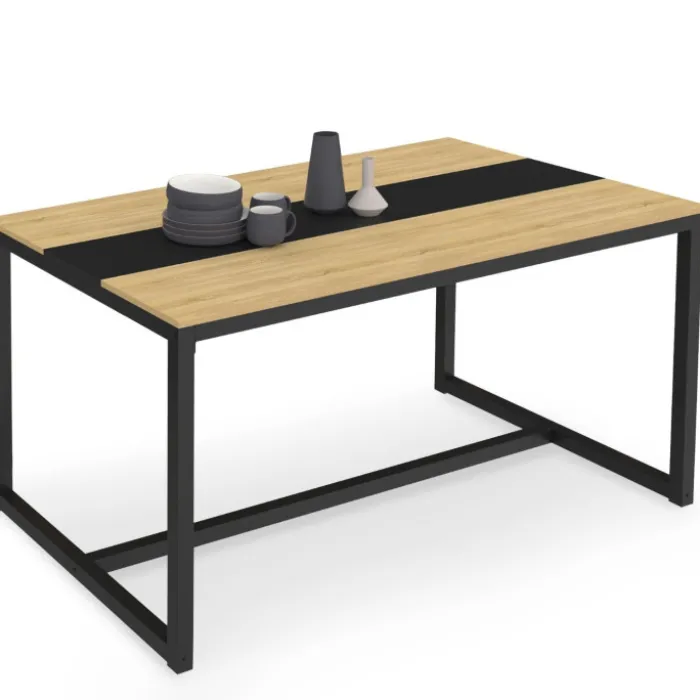 Table industrielle bois et métal 8 personnes 150 cm