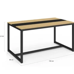 Table industrielle bois et métal 8 personnes 150 cm