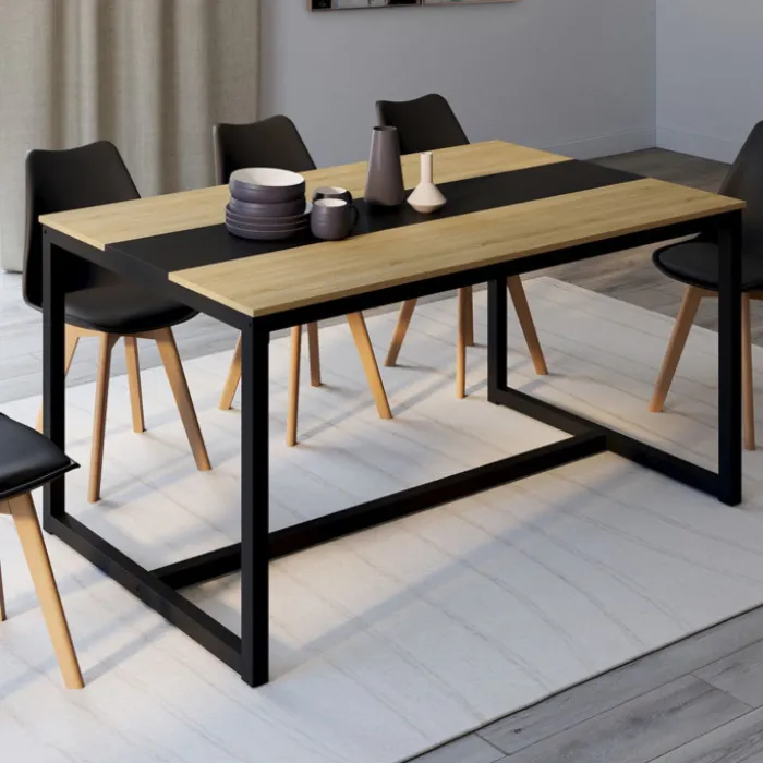 Table industrielle bois et métal 8 personnes 150 cm