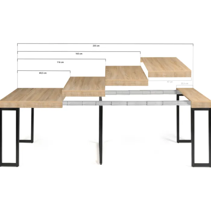 Table industrielle extensible 10 personnes 235 cm
