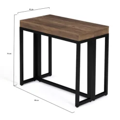 Table industrielle extensible 14 personnes 300 cm bois foncé