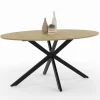 Table industrielle 8 personnes ovale bois et pied araignée noir 150 cm