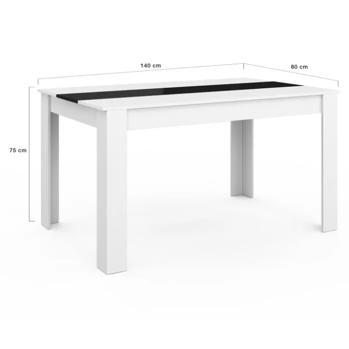 Table noire et blanche 6 personnes