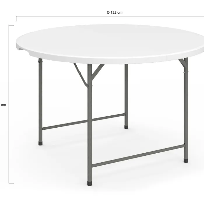 Table pliante d'appoint portable ronde 122 cm camping ou réception avec housse blanche