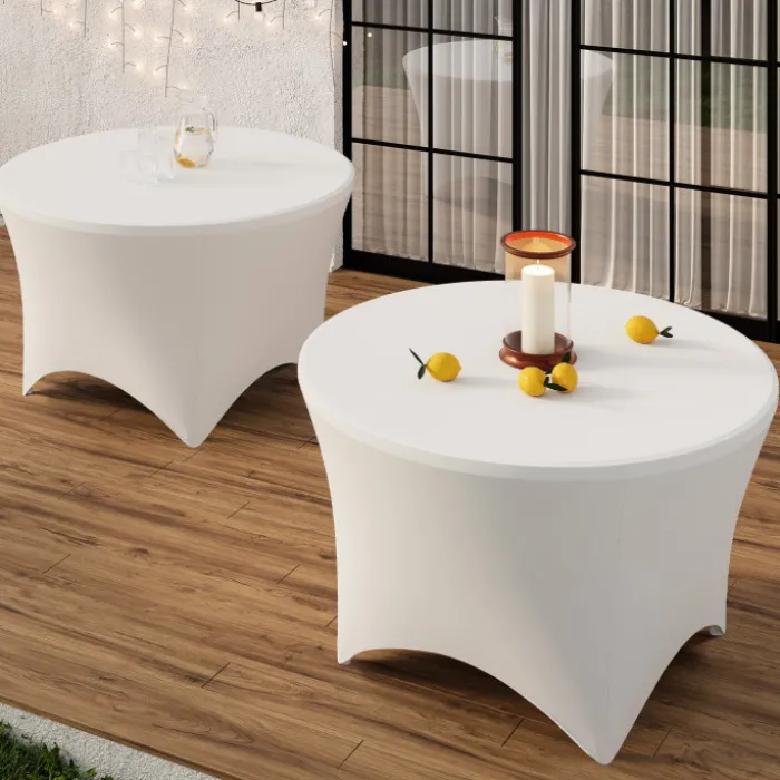 Table pliante d'appoint portable ronde 122 cm camping ou réception avec housse blanche