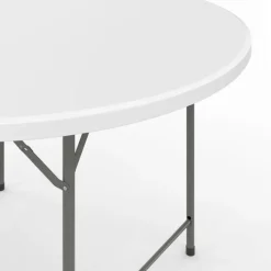 Table pliante d'appoint portable ronde 122 cm camping ou réception avec housse blanche