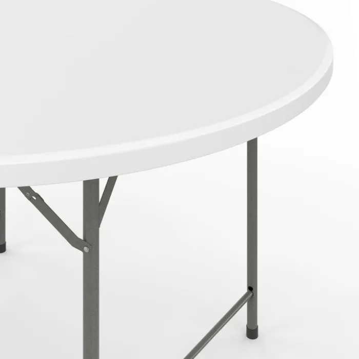 Table pliante d'appoint portable ronde 122 cm camping ou réception avec housse blanche