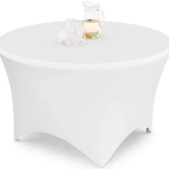 Table pliante d'appoint portable ronde 122 cm camping ou réception avec housse blanche