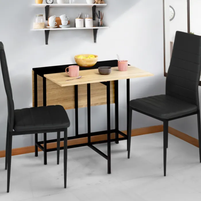 Table pliante industrielle bois et métal noir 2-4 personnes